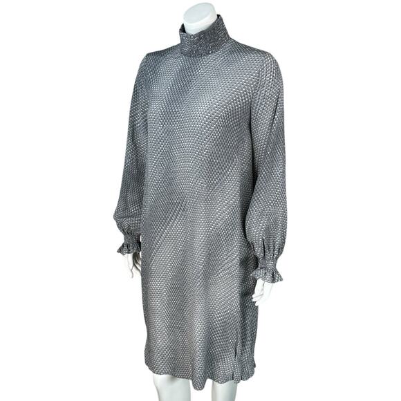 Giorgio Armani Dresses & Skirts - Giorgio Armani Silk Shift Dress Size EU 40 US 8 Knee Length Mock Neck Grey NEW